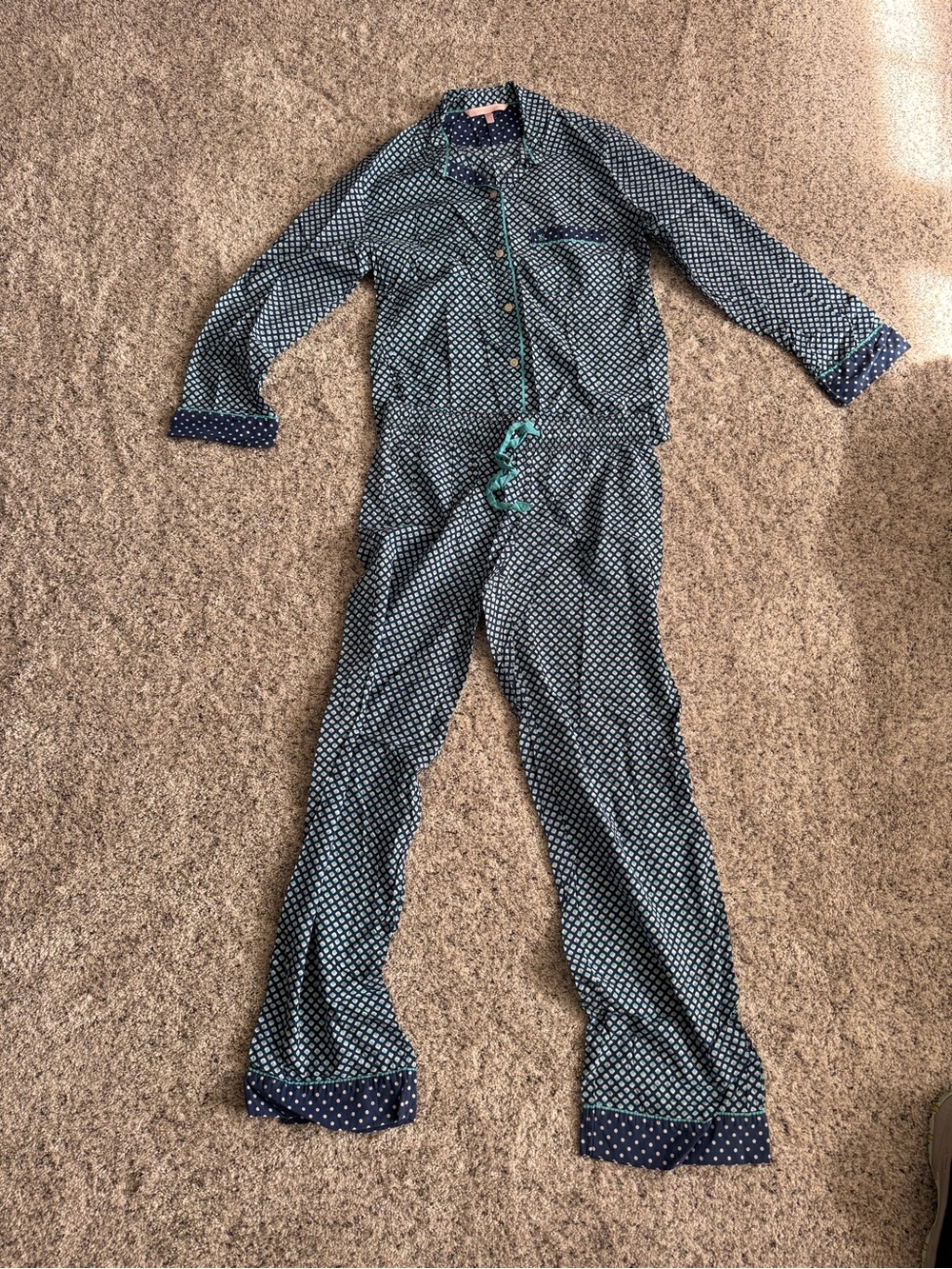Victoria's Secret Navy and Turquoise Pajama Set